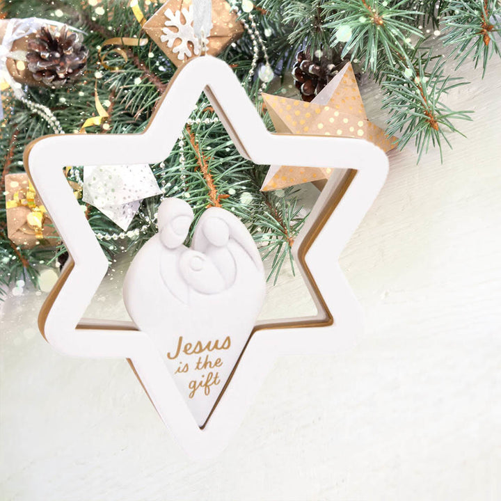 Christianartworkshop Minimalist Style Hexagram Shape Nativity Christmas Hanging Ornaments