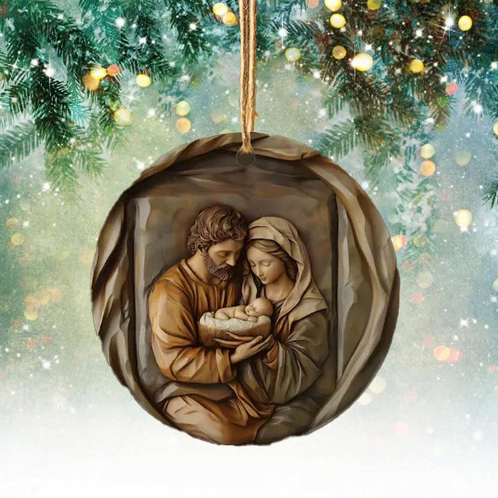 Christianartworkshop Classic Style Warm Earth Tones Nativity Scene Christmas Nativity Hanging Ornaments