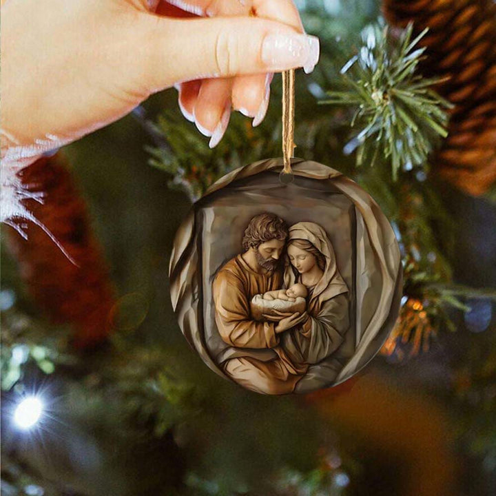 Christianartworkshop Classic Style Warm Earth Tones Nativity Scene Christmas Nativity Hanging Ornaments