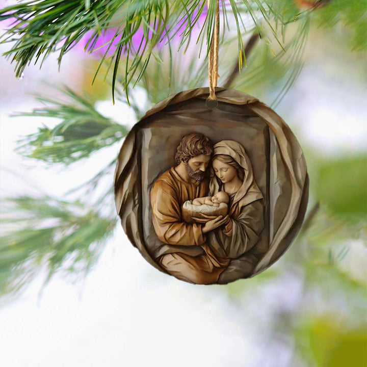 Christianartworkshop Classic Style Warm Earth Tones Nativity Scene Christmas Nativity Hanging Ornaments