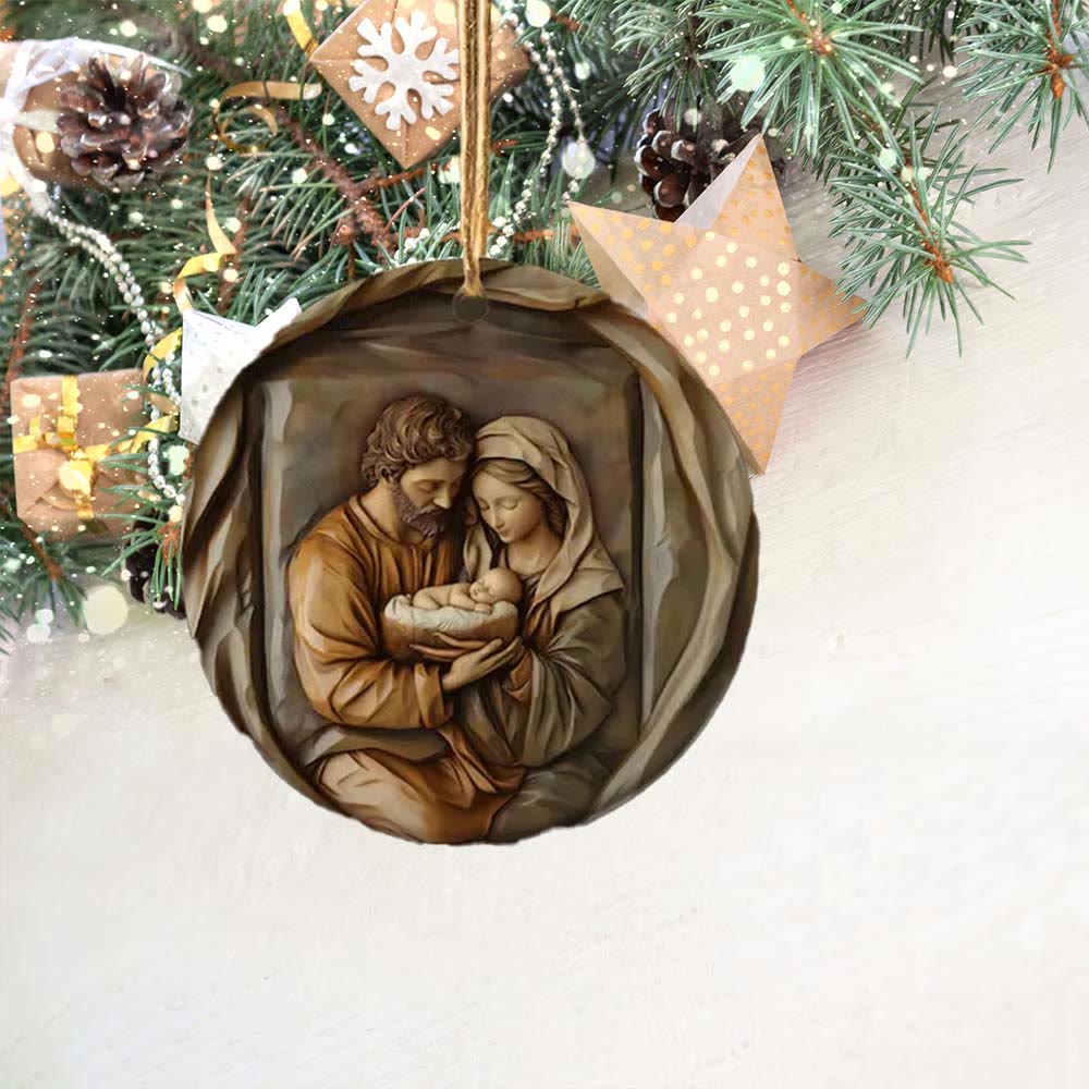 Christianartworkshop Classic Style Warm Earth Tones Nativity Scene Christmas Nativity Hanging Ornaments