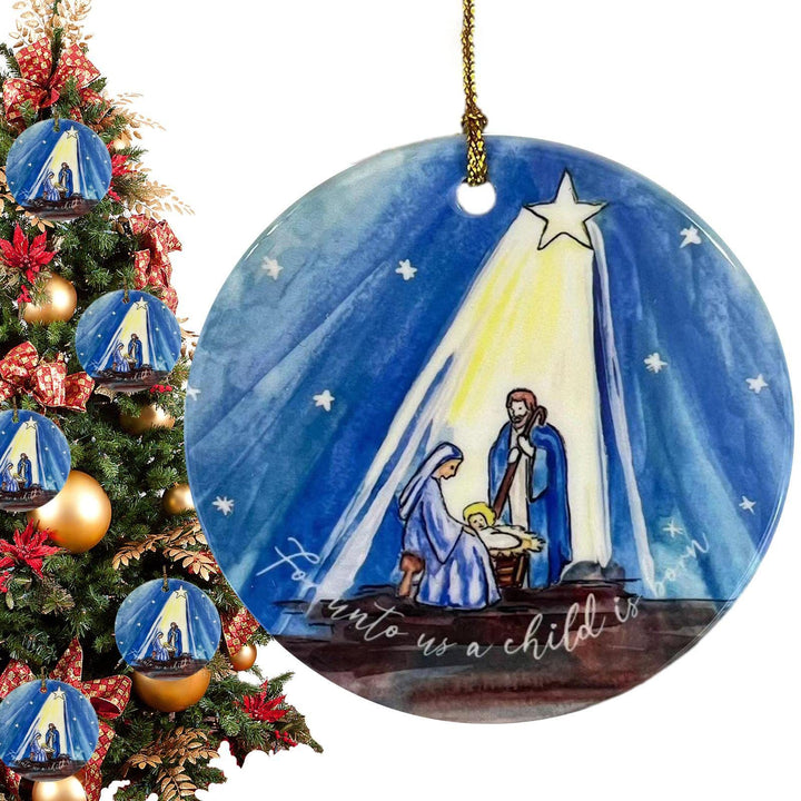 Christianartworkshop Colored Style Nativity Scene Starry Night Acrylic Christmas Nativity Hanging Ornaments - image 2