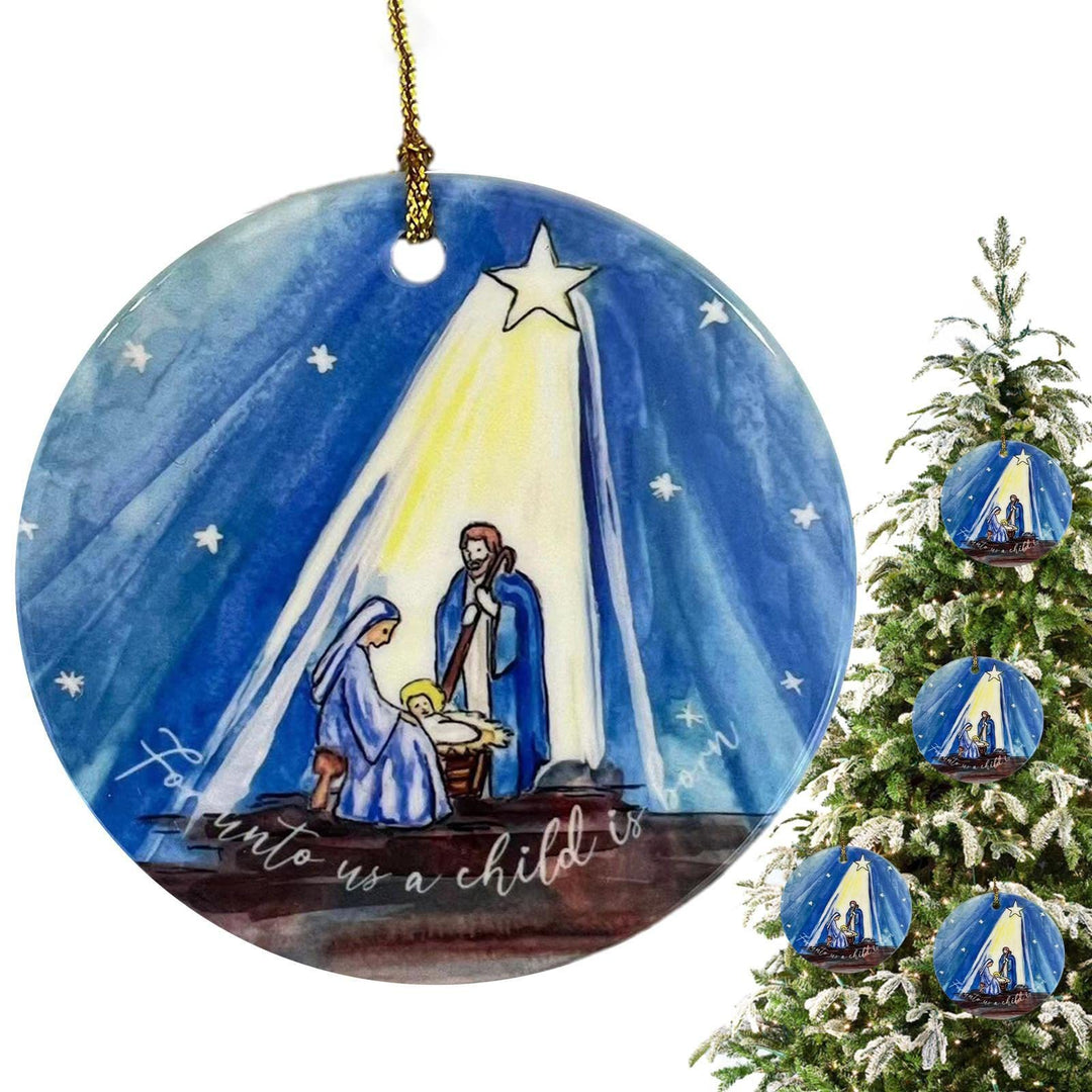 Christianartworkshop Colored Style Nativity Scene Starry Night Acrylic Christmas Nativity Hanging Ornaments - image 4