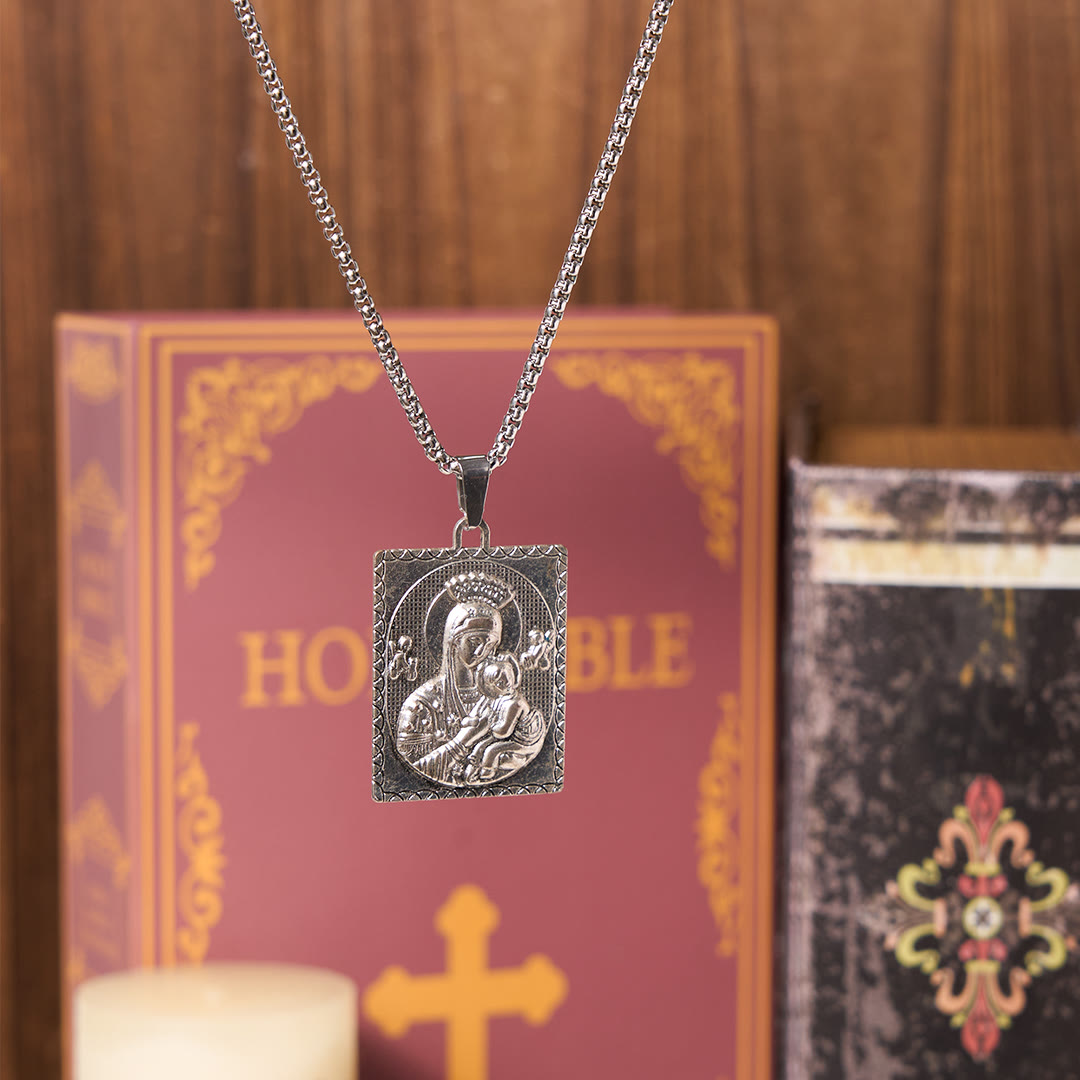 FREE Today: Classic Style Jesus & Mary Madonna and Child Saint Medal Pendant Necklace