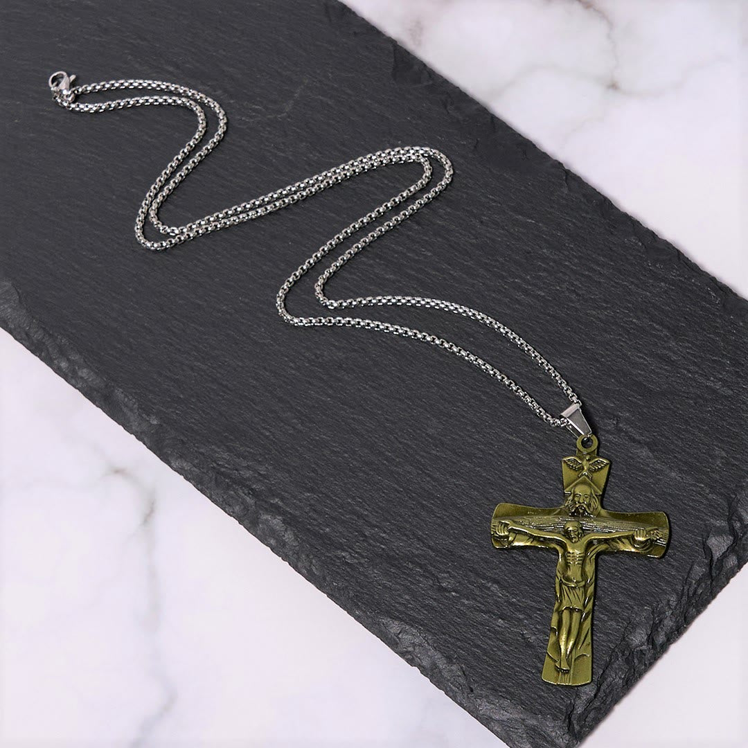 Free Today: Classic Style Trinity Cross Father & Son & Holy Spirit Pendant Necklace