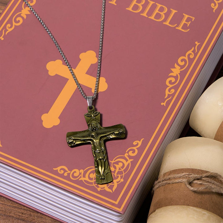 Christianartworkshop Classic Style Trinity Cross Father & Son & Holy Spirit Pendant Necklace