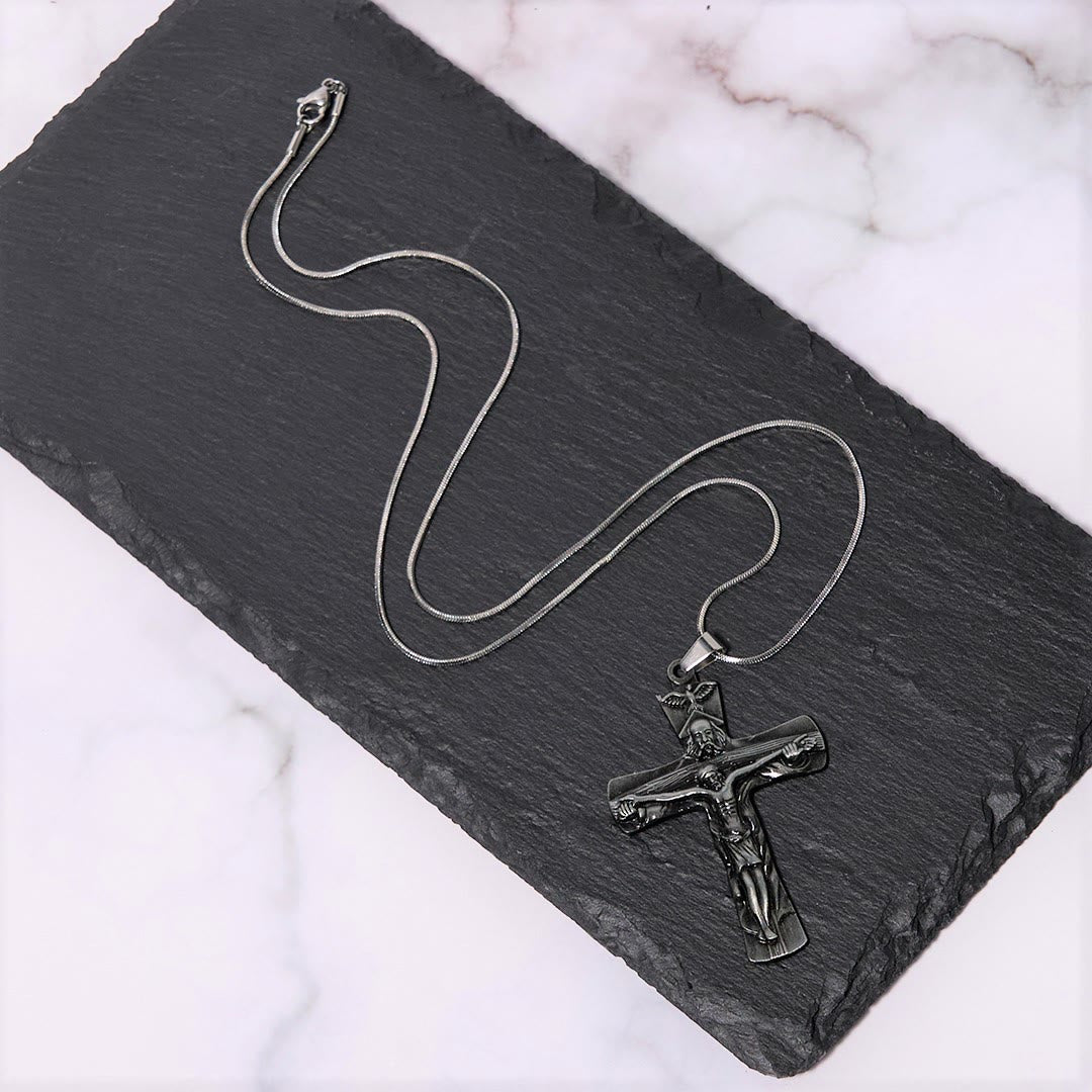 Christianartworkshop Classic Style Trinity Cross Father & Son & Holy Spirit Pendant Necklace