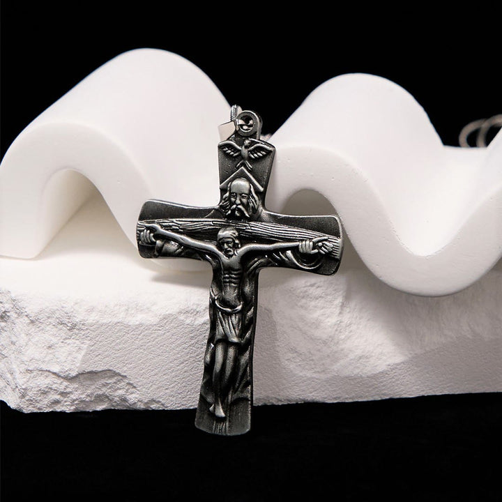 Christianartworkshop Classic Style Trinity Cross Father & Son & Holy Spirit Pendant Necklace