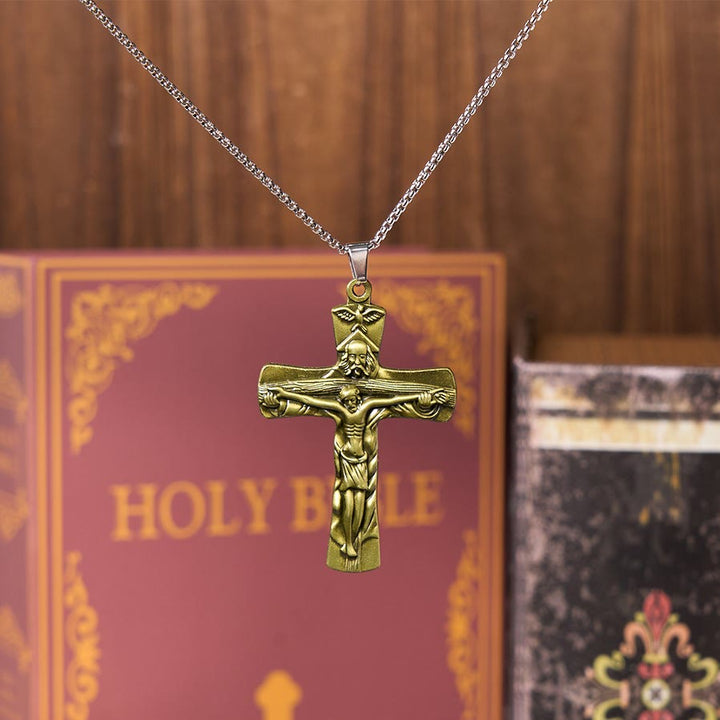 Free Today: Classic Style Trinity Cross Father & Son & Holy Spirit Pendant Necklace