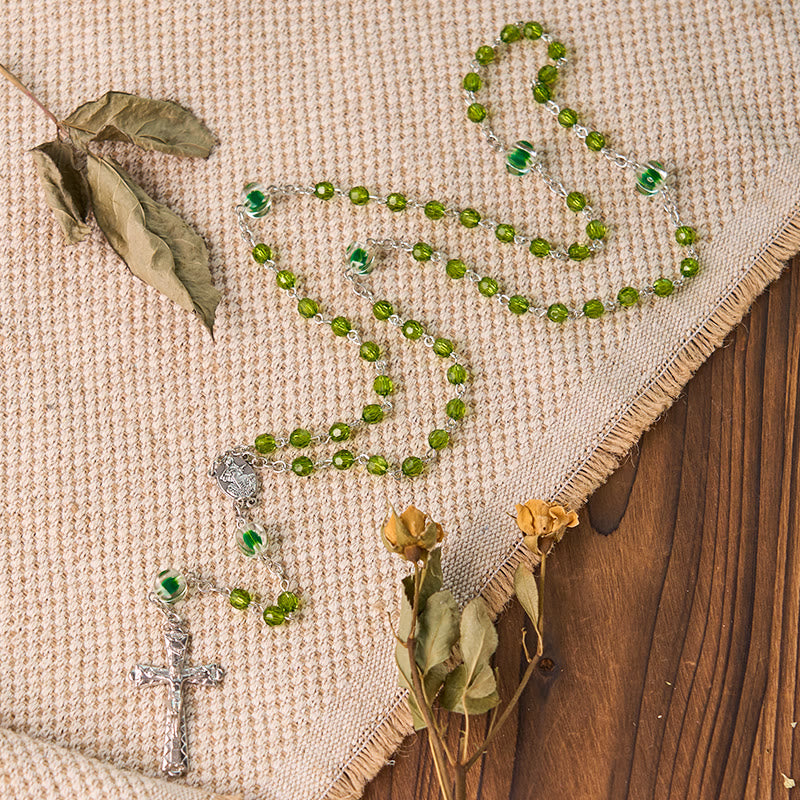Emerald Grace 6mm Green Crystal Rosary – Assumption of Virgin Mary ...