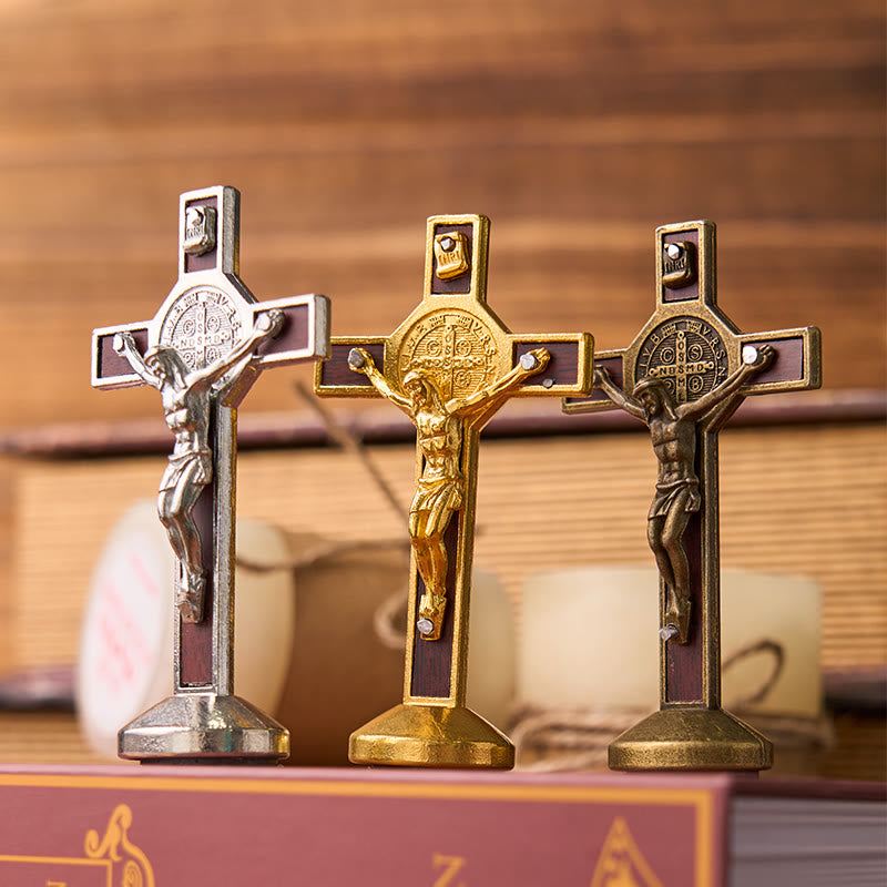 FREE Today: European Classical Traditional Wood Inlaid Alloy St. Benedict Cross Ornament - image 4