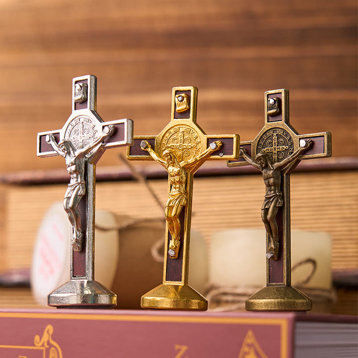 FREE Today: European Classical Traditional Wood Inlaid Alloy St. Benedict Cross Ornament - image 4