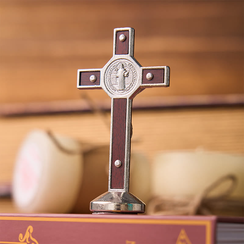 FREE Today: European Classical Traditional Wood Inlaid Alloy St. Benedict Cross Ornament - image 9