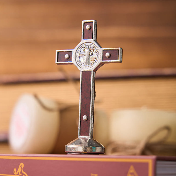 FREE Today: European Classical Traditional Wood Inlaid Alloy St. Benedict Cross Ornament - image 9