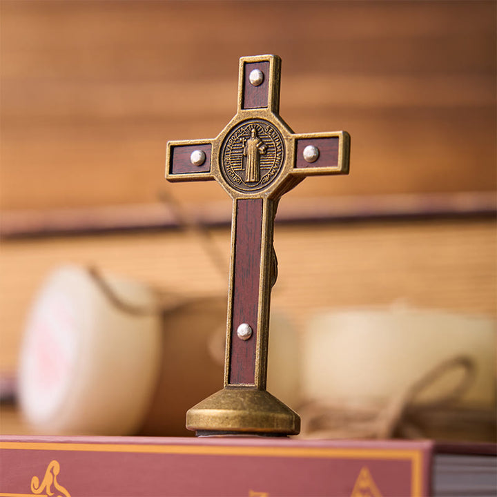 FREE Today: European Classical Traditional Wood Inlaid Alloy St. Benedict Cross Ornament - image 5