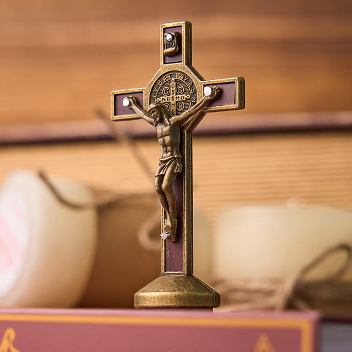 FREE Today: European Classical Traditional Wood Inlaid Alloy St. Benedict Cross Ornament - Bronze - image 0