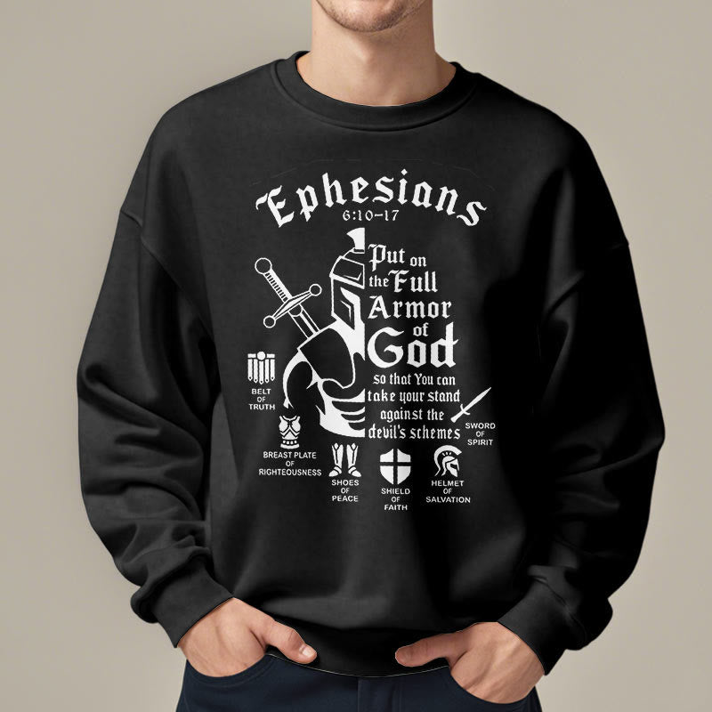 Christianartworkshop Quotation Style Full Armor of God Fleece Lined Polyester Sweatshirt