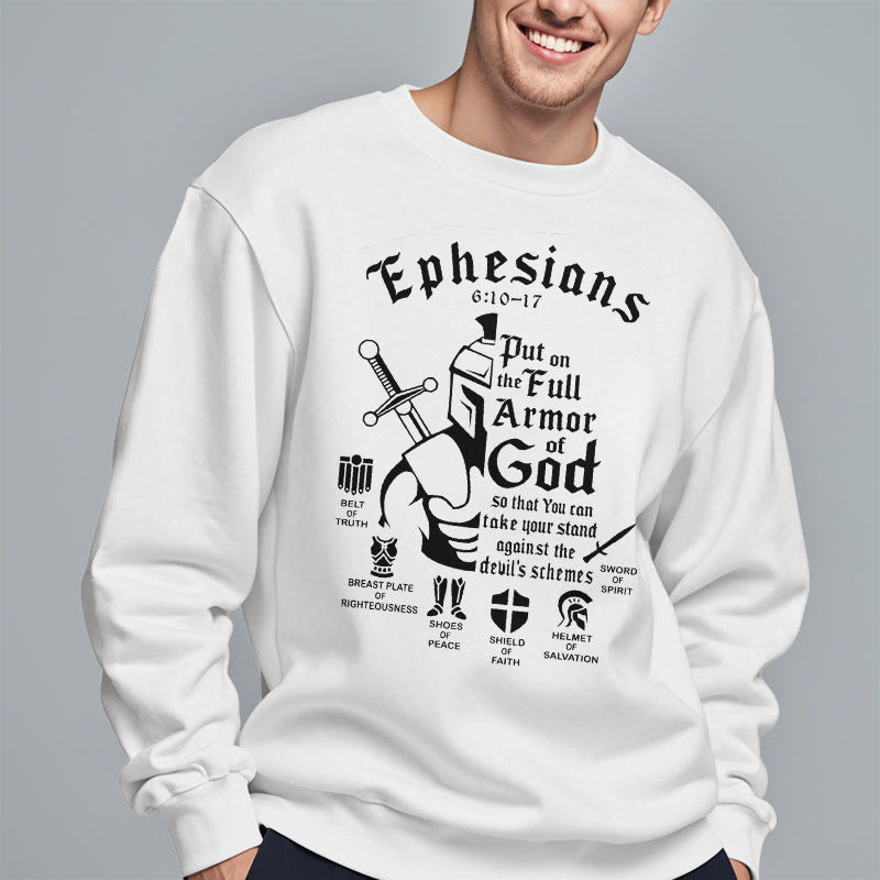 Christianartworkshop Quotation Style Full Armor of God Fleece Lined Polyester Sweatshirt