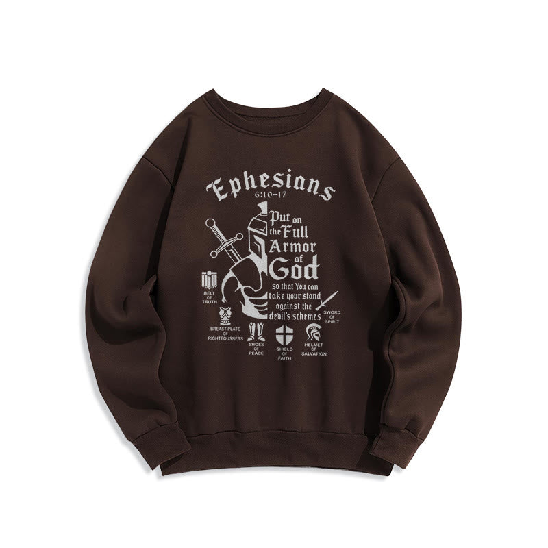 Christianartworkshop Quotation Style Full Armor of God Fleece Lined Polyester Sweatshirt