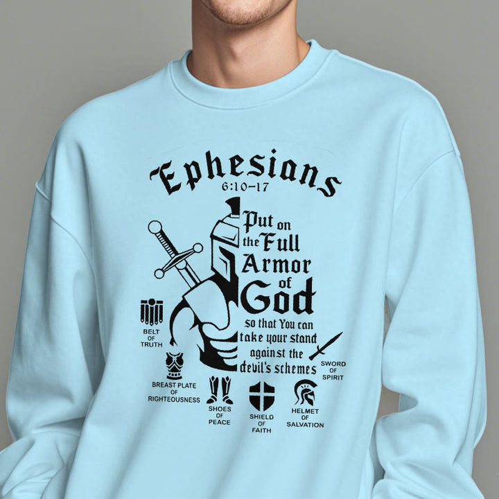 Christianartworkshop Quotation Style Full Armor of God Fleece Lined Polyester Sweatshirt