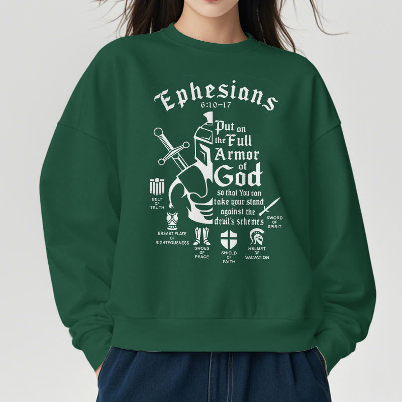 Christianartworkshop Quotation Style Full Armor of God Fleece Lined Polyester Sweatshirt