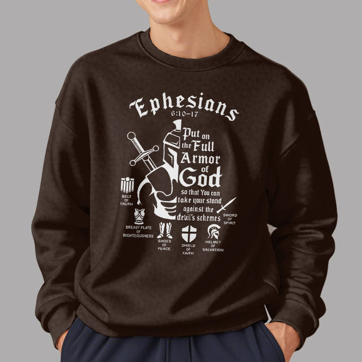 Christianartworkshop Quotation Style Full Armor of God Fleece Lined Polyester Sweatshirt