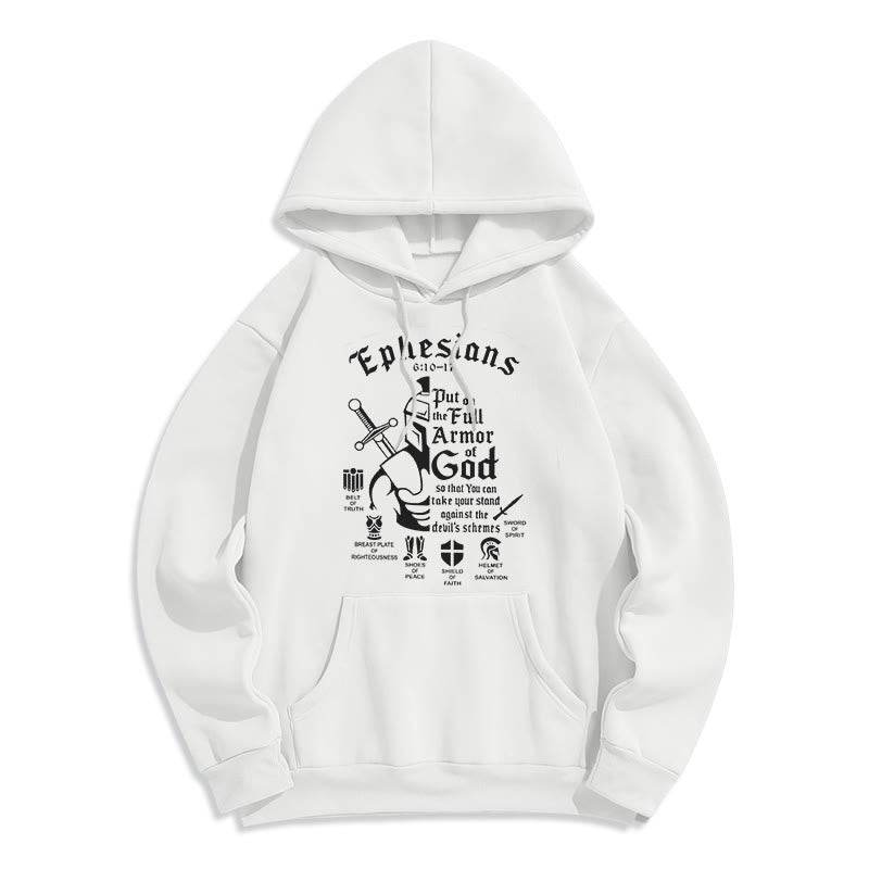 Christianartworkshop Quotation Style Full Armor of God Fleece Lined Polyester Hoodie