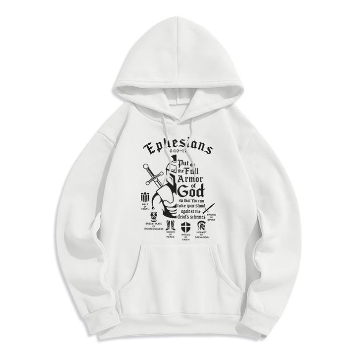 Christianartworkshop Quotation Style Full Armor of God Fleece Lined Polyester Hoodie