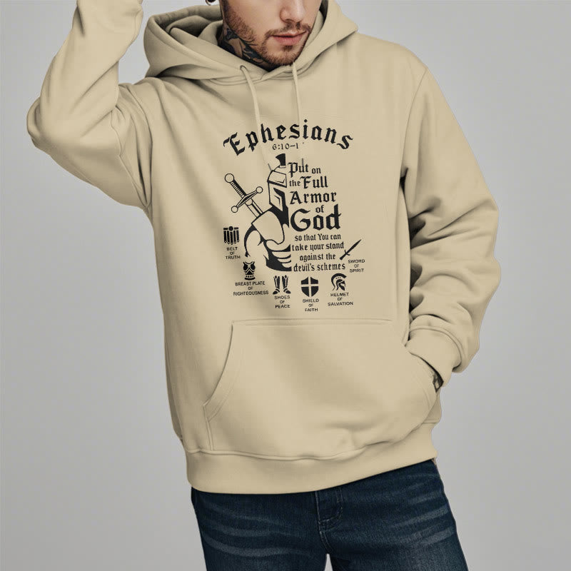 Christianartworkshop Quotation Style Full Armor of God Fleece Lined Polyester Hoodie