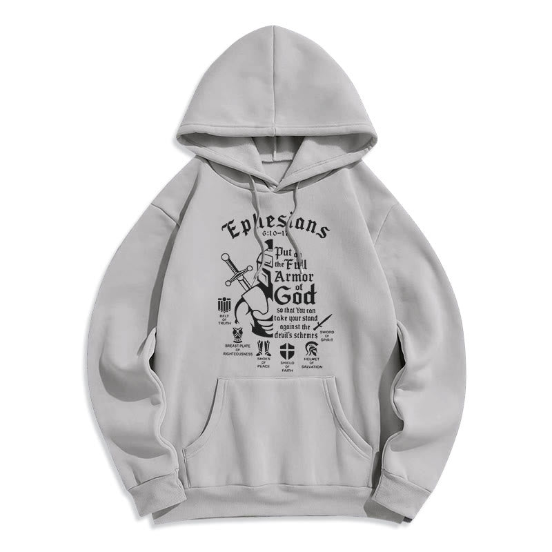 Christianartworkshop Quotation Style Full Armor of God Fleece Lined Polyester Hoodie