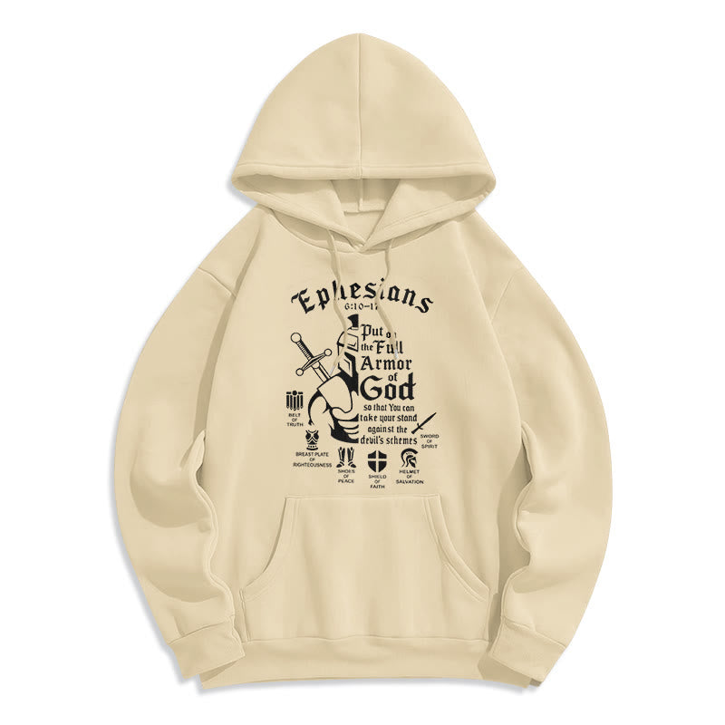 Christianartworkshop Quotation Style Full Armor of God Fleece Lined Polyester Hoodie