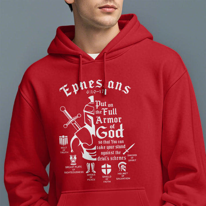 Christianartworkshop Quotation Style Full Armor of God Fleece Lined Polyester Hoodie