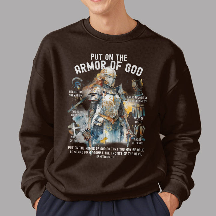 Christianartworkshop Colored Style Put On The Armor of God Fleece Lined Polyester Sweatshirt - image 18