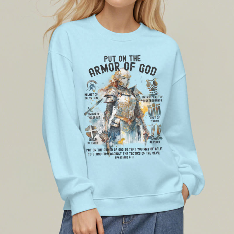 Christianartworkshop Colored Style Put On The Armor of God Fleece Lined Polyester Sweatshirt - image 28