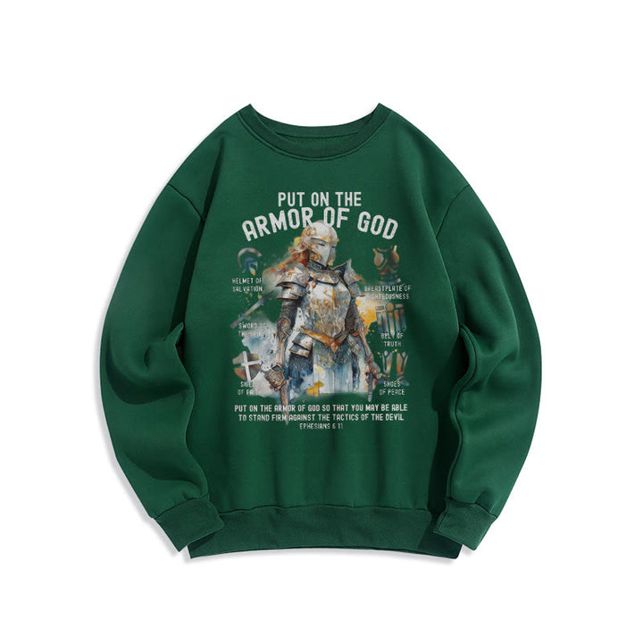 Christianartworkshop Colored Style Put On The Armor of God Fleece Lined Polyester Sweatshirt - Green - 2XL - image 20
