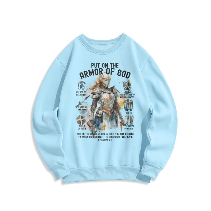 Christianartworkshop Colored Style Put On The Armor of God Fleece Lined Polyester Sweatshirt - Blue - 2XL - image 25
