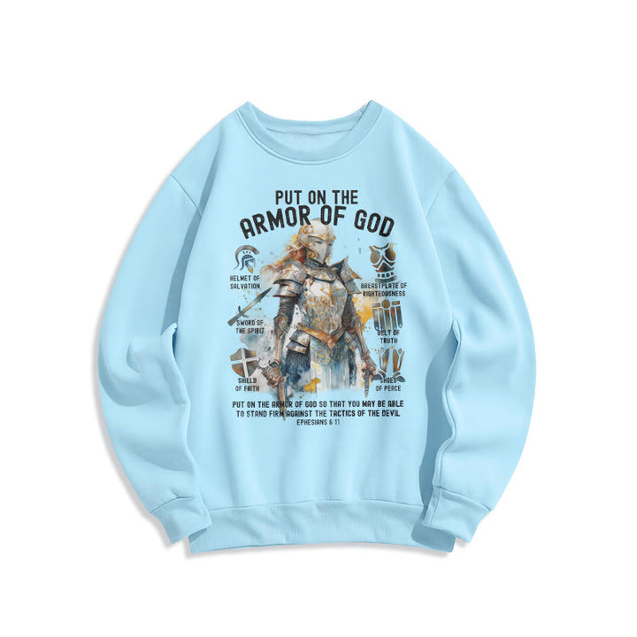 Christianartworkshop Colored Style Put On The Armor of God Fleece Lined Polyester Sweatshirt - Blue - 2XL - image 25
