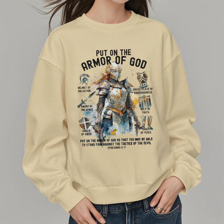 Christianartworkshop Colored Style Put On The Armor of God Fleece Lined Polyester Sweatshirt - image 12