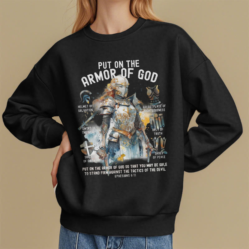 Christianartworkshop Colored Style Put On The Armor of God Fleece Lined Polyester Sweatshirt - image 8