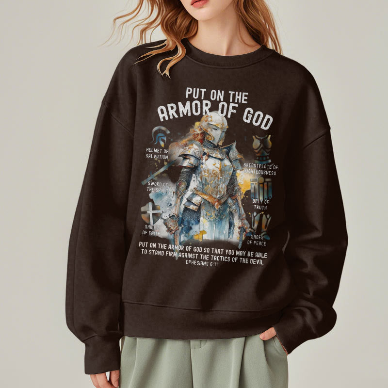 Christianartworkshop Colored Style Put On The Armor of God Fleece Lined Polyester Sweatshirt - image 17