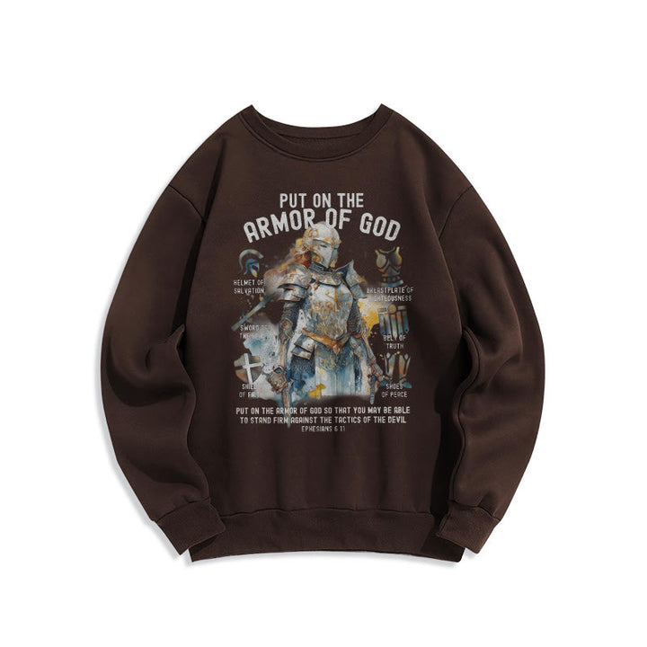Christianartworkshop Colored Style Put On The Armor of God Fleece Lined Polyester Sweatshirt - Brown - 2XL - image 15