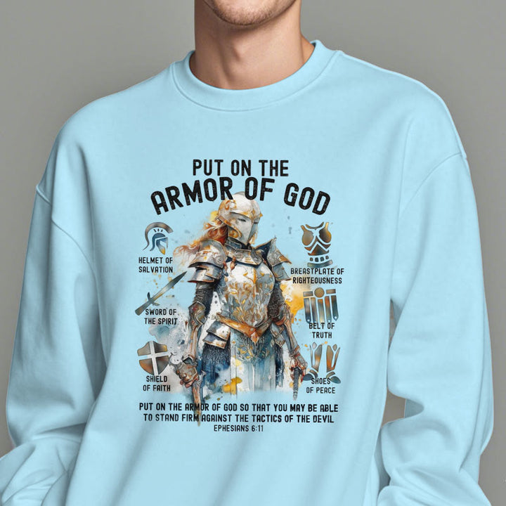 Christianartworkshop Colored Style Put On The Armor of God Fleece Lined Polyester Sweatshirt - image 27