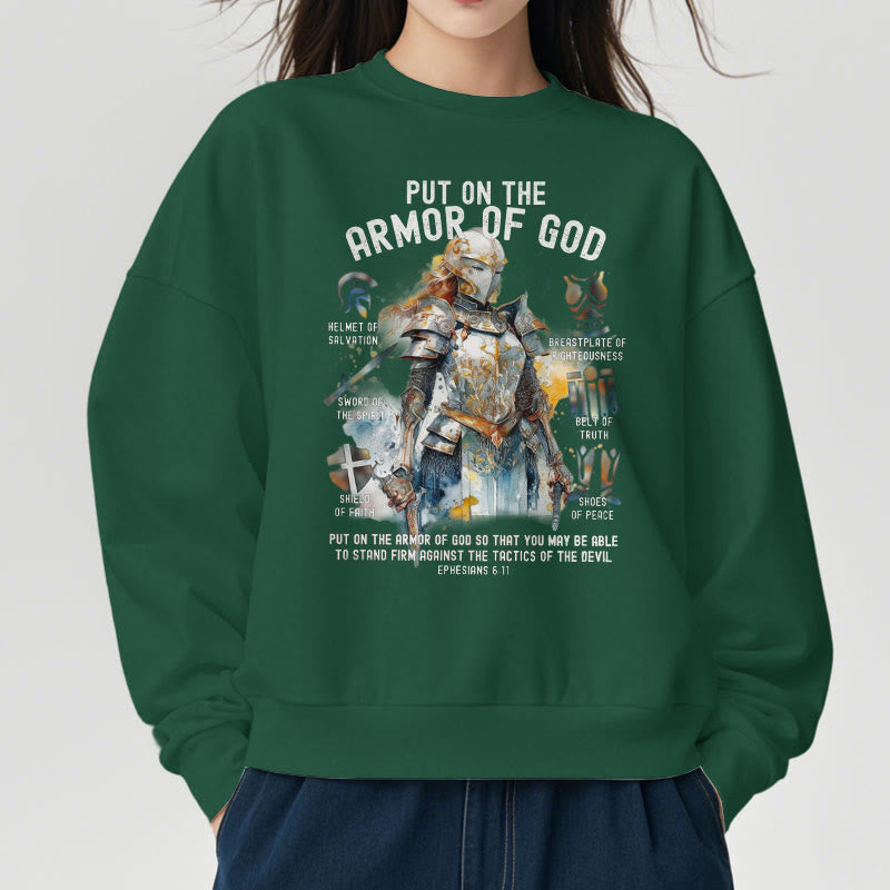 Christianartworkshop Colored Style Put On The Armor of God Fleece Lined Polyester Sweatshirt - image 23