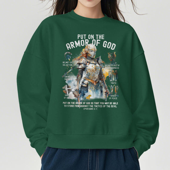 Christianartworkshop Colored Style Put On The Armor of God Fleece Lined Polyester Sweatshirt - image 23
