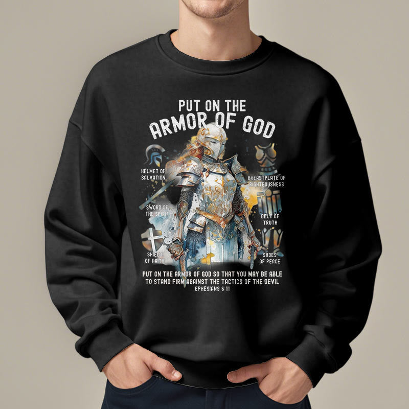 Christianartworkshop Colored Style Put On The Armor of God Fleece Lined Polyester Sweatshirt - image 7