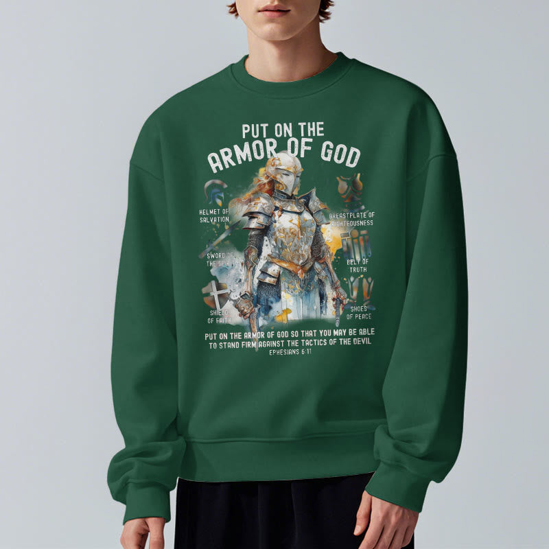 Christianartworkshop Colored Style Put On The Armor of God Fleece Lined Polyester Sweatshirt - image 22