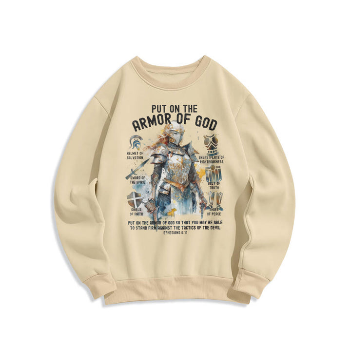 Christianartworkshop Colored Style Put On The Armor of God Fleece Lined Polyester Sweatshirt - Beige - 2XL - image 10