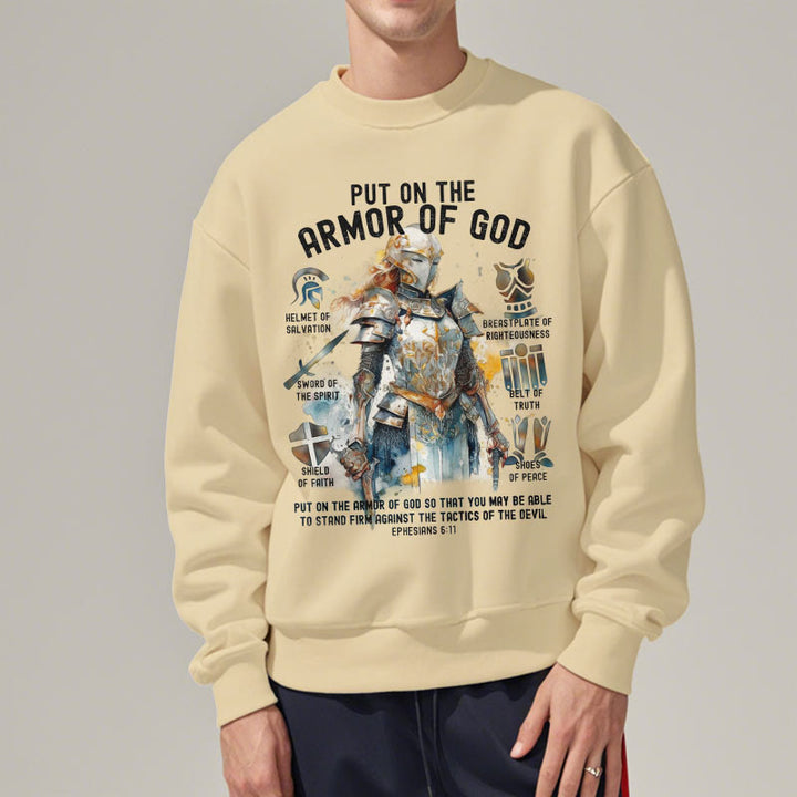 Christianartworkshop Colored Style Put On The Armor of God Fleece Lined Polyester Sweatshirt - image 13