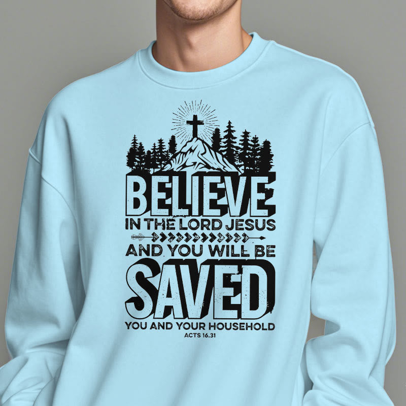 Christianartworkshop Modern Style Believe In The Jesus Lord Fleece Lined Polyester Sweatshirt