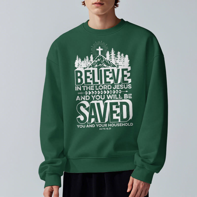 Christianartworkshop Modern Style Believe In The Jesus Lord Fleece Lined Polyester Sweatshirt